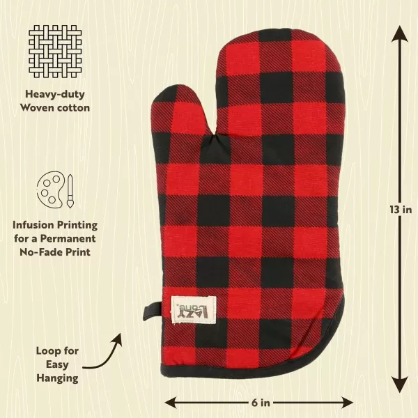 LazyOne Funny Bear Oven Mitt and Pot Holder Set Cute Kitchen Accessories for Home Set of 1 Matching Oven Glove and 1 Hot PadRed Plaid