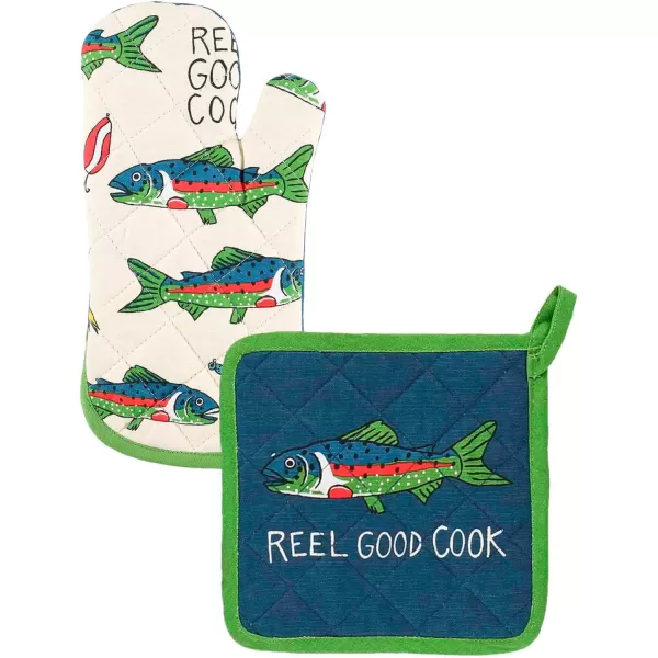 LazyOne Funny Bear Oven Mitt and Pot Holder Set Cute Kitchen Accessories for Home Set of 1 Matching Oven Glove and 1 Hot PadReel Good Cook