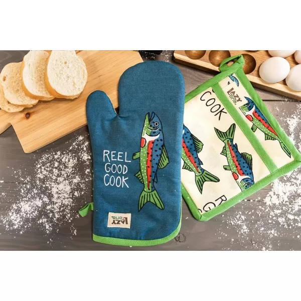 LazyOne Funny Bear Oven Mitt and Pot Holder Set Cute Kitchen Accessories for Home Set of 1 Matching Oven Glove and 1 Hot PadReel Good Cook