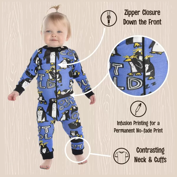 LazyOne OnePiece Pajamas Baby Bodysuit LongSleeve Baby Bodysuits 618 Months Animal Out Cold Penguin 6 MO