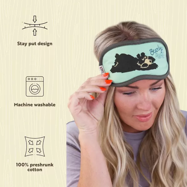 LazyOne Womens Cotton Face Mask for Sleep Washable Sleeping Mask for Adults Bear Bear in AMBearly Awake Grey Sleep Mask