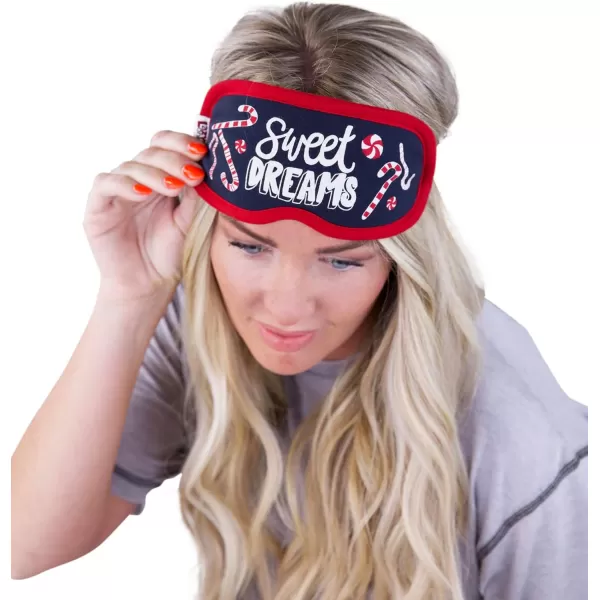LazyOne Womens Cotton Face Mask for Sleep Washable Sleeping Mask for Adults Bear Bear in AMCandy Cane Sleep Mask