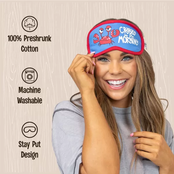 LazyOne Womens Cotton Face Mask for Sleep Washable Sleeping Mask for Adults Bear Bear in AMCrabby in the Morning Sleep Mask