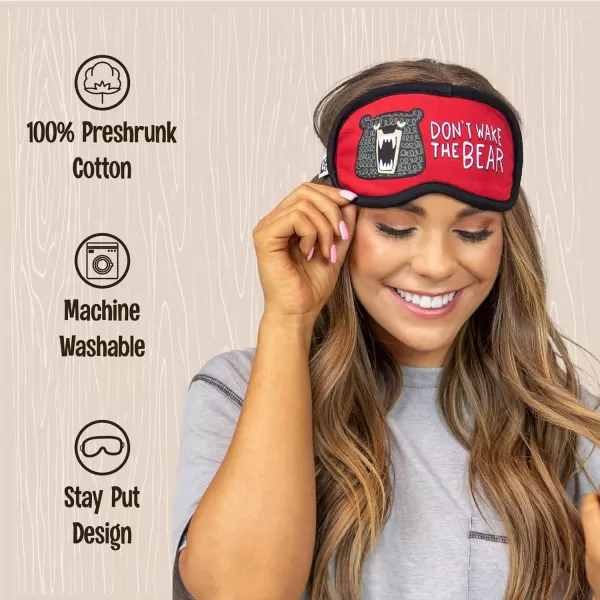 LazyOne Womens Cotton Face Mask for Sleep Washable Sleeping Mask for Adults Bear Bear in AMDont Wake the Bear Sleep Mask