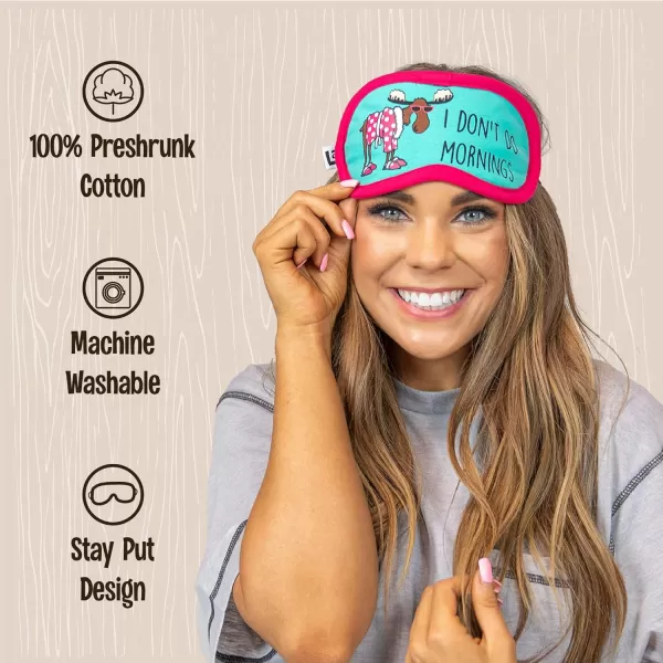LazyOne Womens Cotton Face Mask for Sleep Washable Sleeping Mask for Adults Bear Bear in AMI Dont Do Mornings Moose Sleep Mask