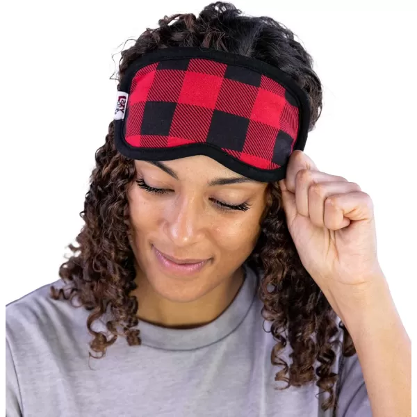 LazyOne Womens Cotton Face Mask for Sleep Washable Sleeping Mask for Adults Bear Bear in AMRed Plaid Sleep Mask