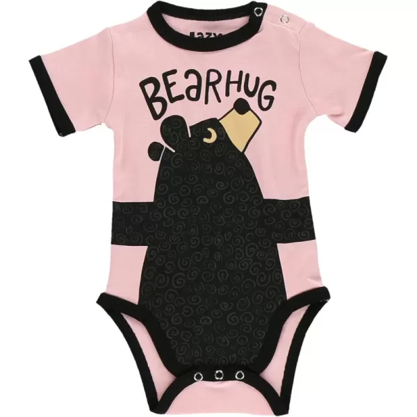 Lazy One Cute Unisex Baby Bodysuit Cute Animal Designs 618 MonthsBear Hug Pink Infant Onepiece