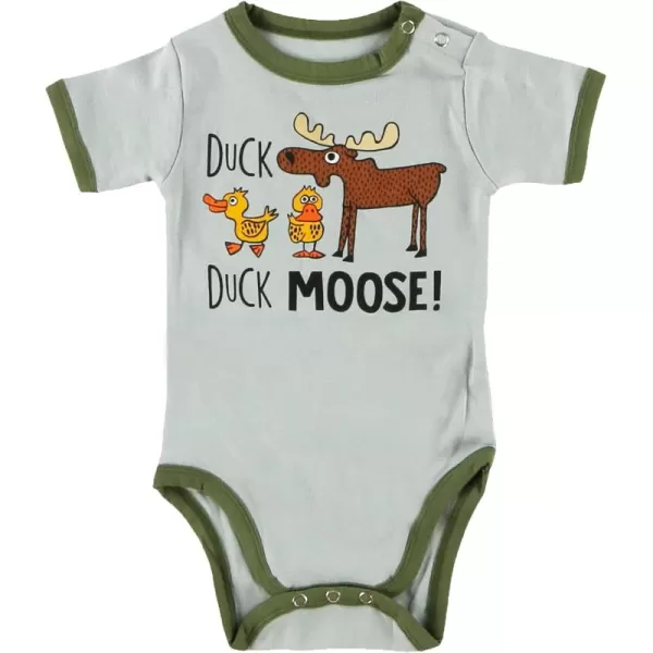 Lazy One Cute Unisex Baby Bodysuit Cute Animal Designs 618 MonthsDuck Duck Moose Grey Infant Onepiece