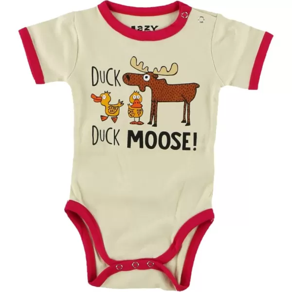 Lazy One Cute Unisex Baby Bodysuit Cute Animal Designs 618 MonthsDuck Duck Moose Pink Infant Onepiece