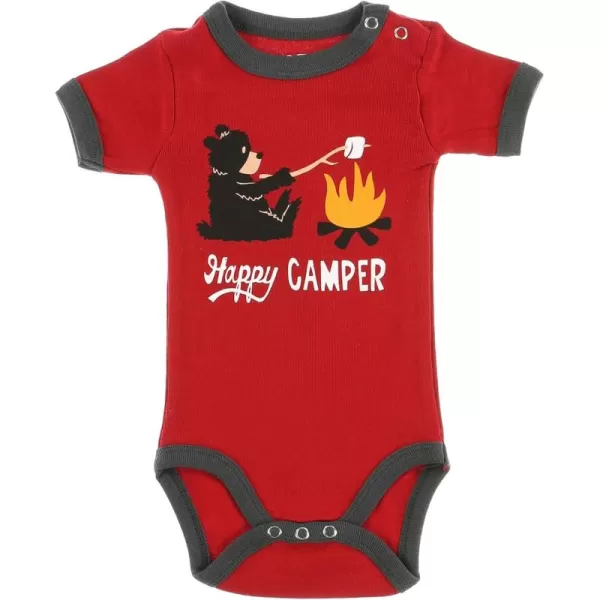 Lazy One Cute Unisex Baby Bodysuit Cute Animal Designs 618 MonthsHappy Camper Infant Onepiece