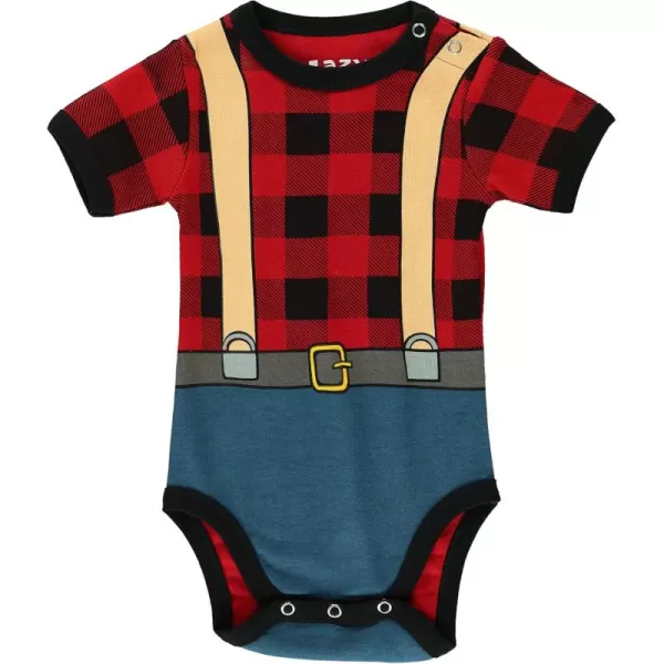 Lazy One Cute Unisex Baby Bodysuit Cute Animal Designs 618 MonthsLumber Jack Infant Onepiece