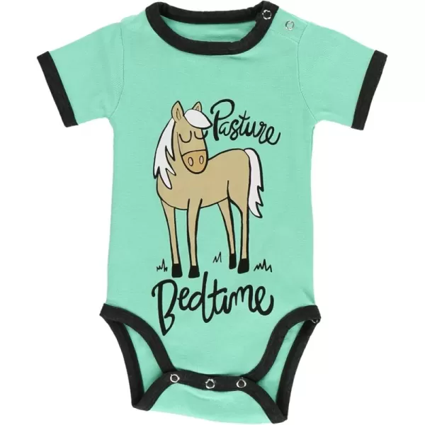 Lazy One Cute Unisex Baby Bodysuit Cute Animal Designs 618 MonthsPasture Bedtime Mint Infant Onepiece