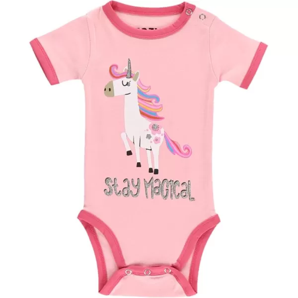 Lazy One Cute Unisex Baby Bodysuit Cute Animal Designs 618 MonthsStay Magical Infant Onepiece