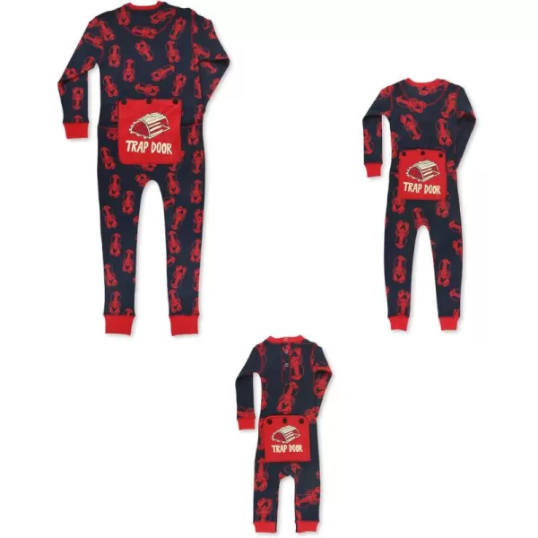 Lazy One Flapjacks Matching Pajamas for The Dog Baby Kids Teens and AdultsBlue Lobster Trap Door Flapjack Onesie
