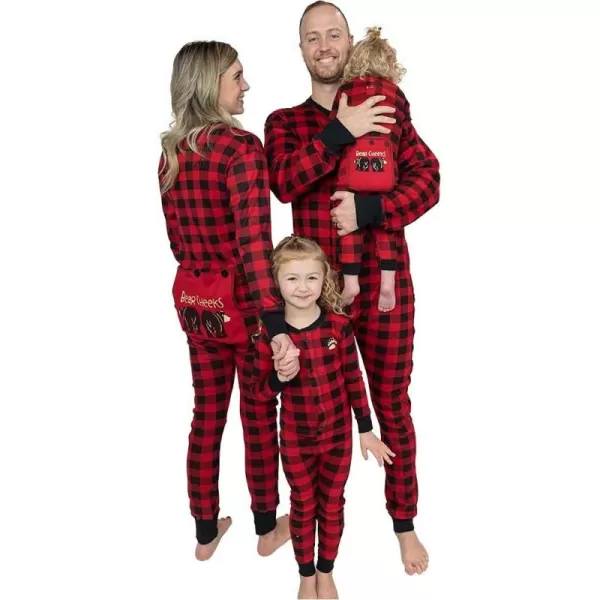 Lazy One Flapjacks Matching Pajamas for The Dog Baby Kids Teens and AdultsPlaid Bear Cheeks Flapjack Onsie