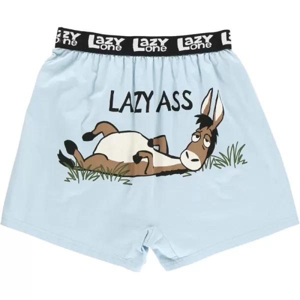 Lazy One Funny Animal Boxers Humorous Underwear Novelty Boxer Shorts Gag Gifts for MenBlue Lazy Ass