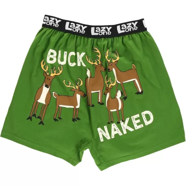 Lazy One Funny Animal Boxers Humorous Underwear Novelty Boxer Shorts Gag Gifts for MenBuck Naked Green Boxers