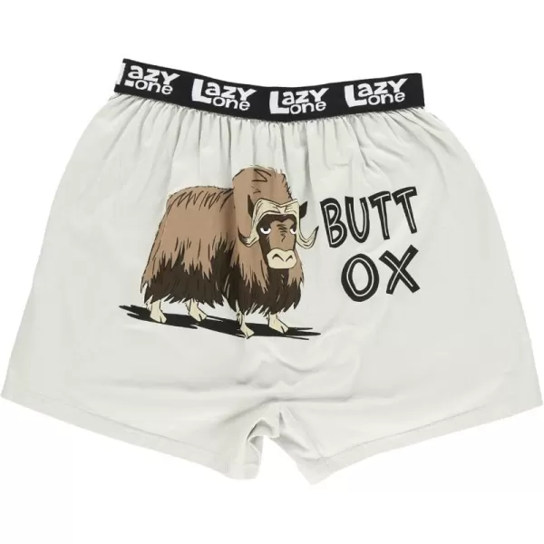Lazy One Funny Animal Boxers Humorous Underwear Novelty Boxer Shorts Gag Gifts for MenButt Ox Grey Boxers