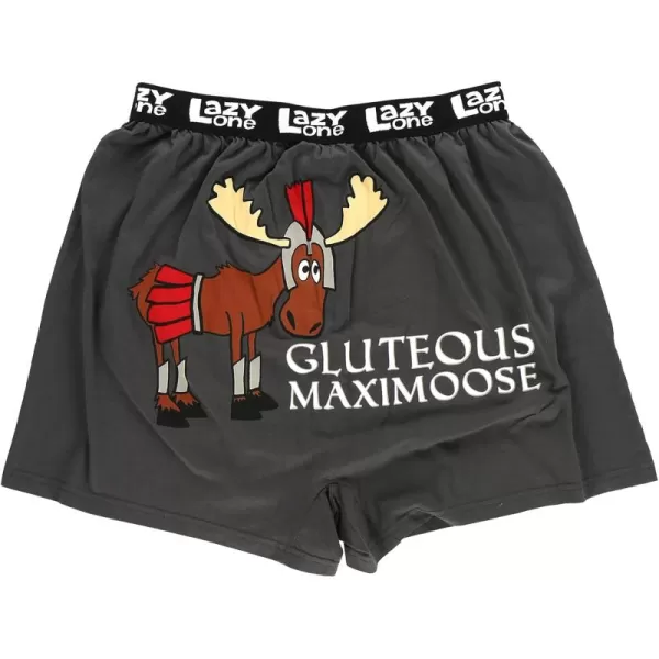 Lazy One Funny Animal Boxers Humorous Underwear Novelty Boxer Shorts Gag Gifts for MenGluteus Maximoose Gladiator Boxers