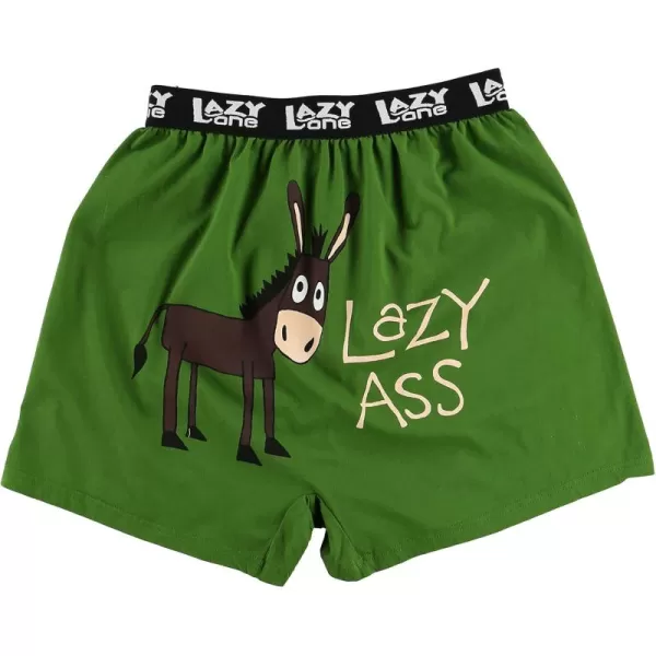 Lazy One Funny Animal Boxers Humorous Underwear Novelty Boxer Shorts Gag Gifts for MenGreen Lazy Ass Boxers