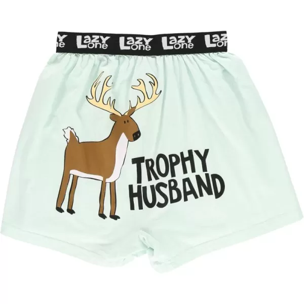 Lazy One Funny Animal Boxers Humorous Underwear Novelty Boxer Shorts Gag Gifts for MenLight Cyan Trophy Husband Boxers