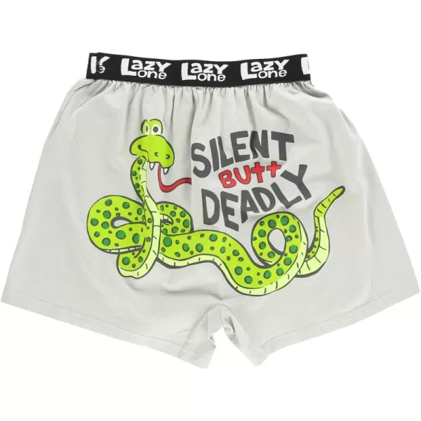 Lazy One Funny Animal Boxers Humorous Underwear Novelty Boxer Shorts Gag Gifts for MenSilent Butt Deadly Snake Grey Boxer