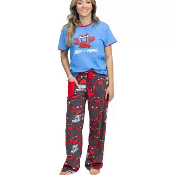 Lazy One Womens Pajama Set Short Sleeves with Cute Prints Relaxed FitCrabby in the Morning Pajama Set