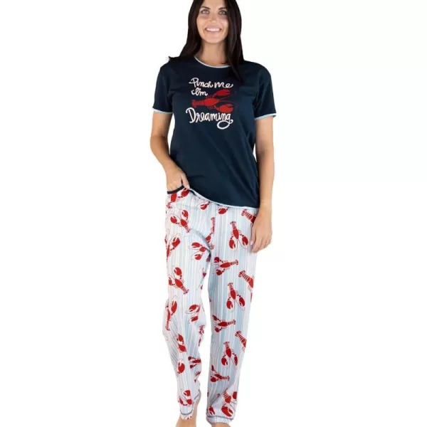 Lazy One Womens Pajama Set Short Sleeves with Cute Prints Relaxed FitLoster Stripe Pajama Set