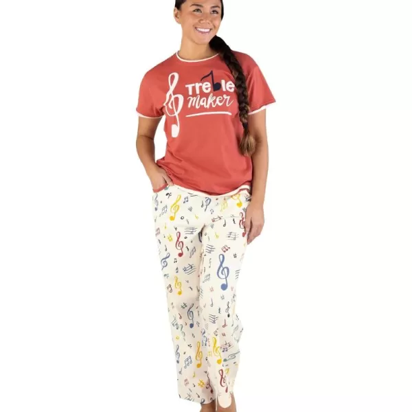 Lazy One Womens Pajama Set Short Sleeves with Cute Prints Relaxed FitTreble Maker Pajama Set
