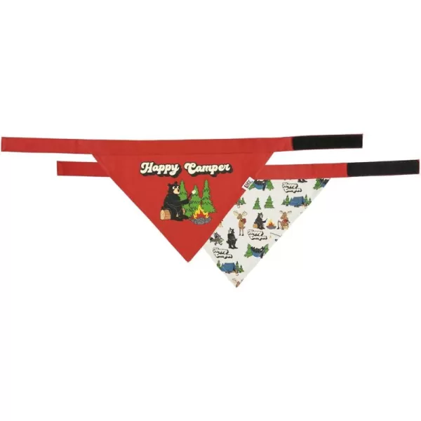 LazyOne Dog Bandana Reversible Cotton Bandanas for All Dog Sizes Fur Baby SmallRed Happy Camper Dog Bandana