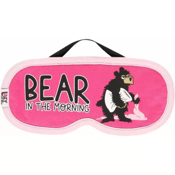 LazyOne Womens Cotton Face Mask for Sleep Washable Sleeping Mask for Adults Bear Bear in AMBear in the Morning Pink Sleep Mask