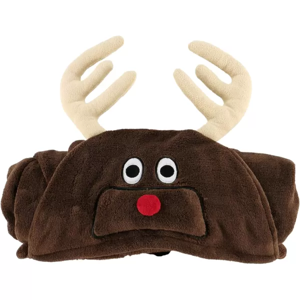 Lazy One Animal Blanket Hoodie for Kids Hooded Blanket Wearable Kids Blanket Soft Cozy Fleece Hoodie Reindeer Blanket