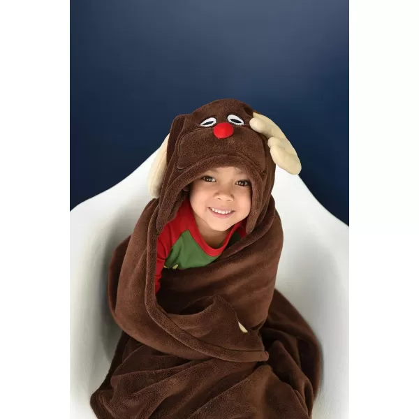 Lazy One Animal Blanket Hoodie for Kids Hooded Blanket Wearable Kids Blanket Soft Cozy Fleece Hoodie Reindeer Blanket