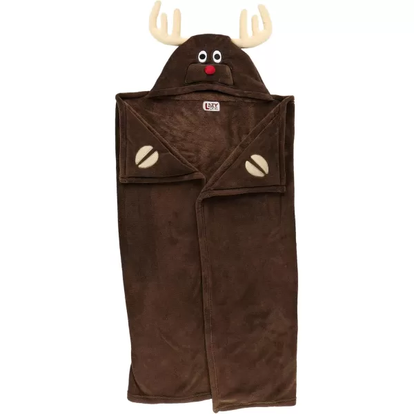 Lazy One Animal Blanket Hoodie for Kids Hooded Blanket Wearable Kids Blanket Soft Cozy Fleece Hoodie Reindeer Blanket
