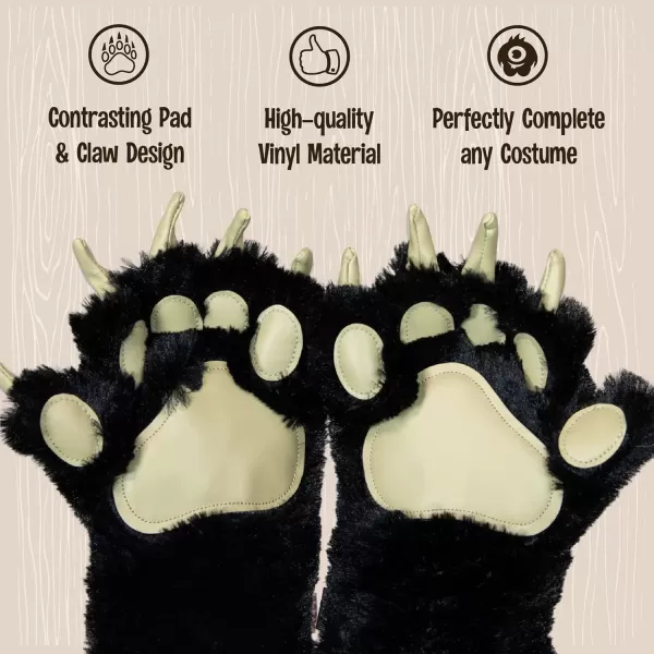 Lazy One Animal Paw Mittens for Adults and KidsBlack Mitt