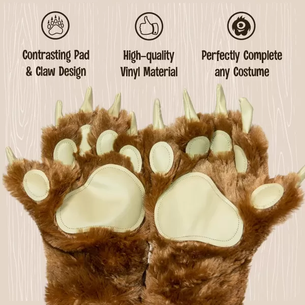 Lazy One Animal Paw Mittens for Adults and KidsBrown Mitt