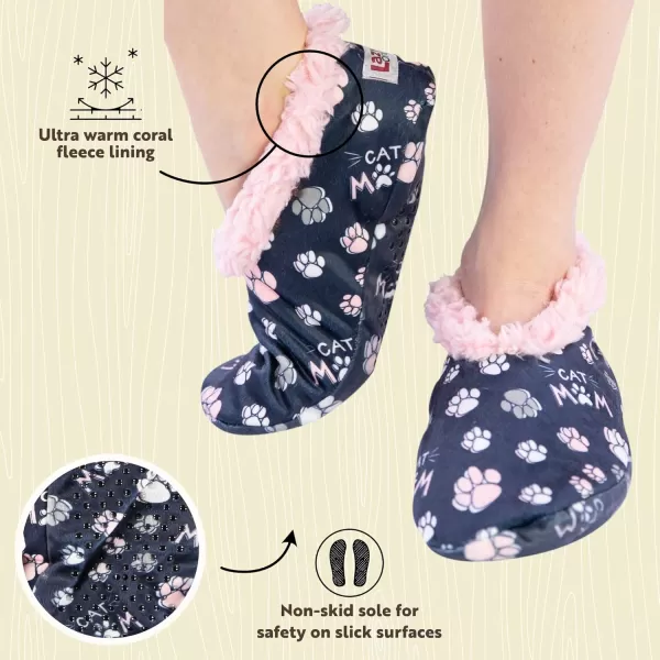 Lazy One Fuzzy Feet Slipper Socks for Women Cute FleeceLined House Slippers Cute Dog ampamp Cat DesignCat Mom Fuzzy Feet