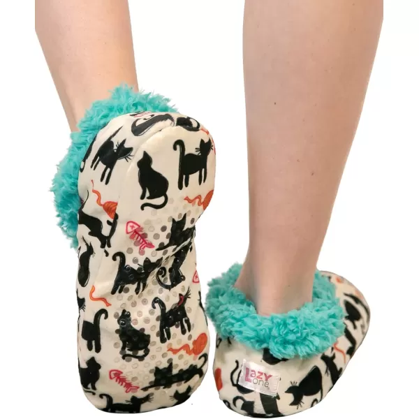 Lazy One Fuzzy Feet Slipper Socks for Women Cute FleeceLined House Slippers Cute Dog ampamp Cat DesignCat Nap Blue Fuzzy Feet