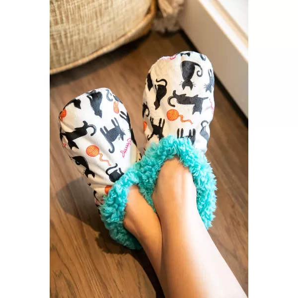 Lazy One Fuzzy Feet Slipper Socks for Women Cute FleeceLined House Slippers Cute Dog ampamp Cat DesignCat Nap Blue Fuzzy Feet