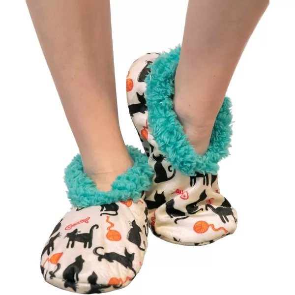 Lazy One Fuzzy Feet Slipper Socks for Women Cute FleeceLined House Slippers Cute Dog ampamp Cat DesignCat Nap Blue Fuzzy Feet