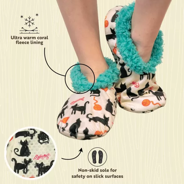Lazy One Fuzzy Feet Slipper Socks for Women Cute FleeceLined House Slippers Cute Dog ampamp Cat DesignCat Nap Blue Fuzzy Feet