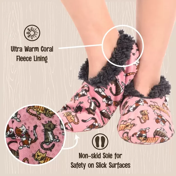 Lazy One Fuzzy Feet Slipper Socks for Women Cute FleeceLined House Slippers Cute Dog ampamp Cat DesignCat Nap Fuzzy Feet