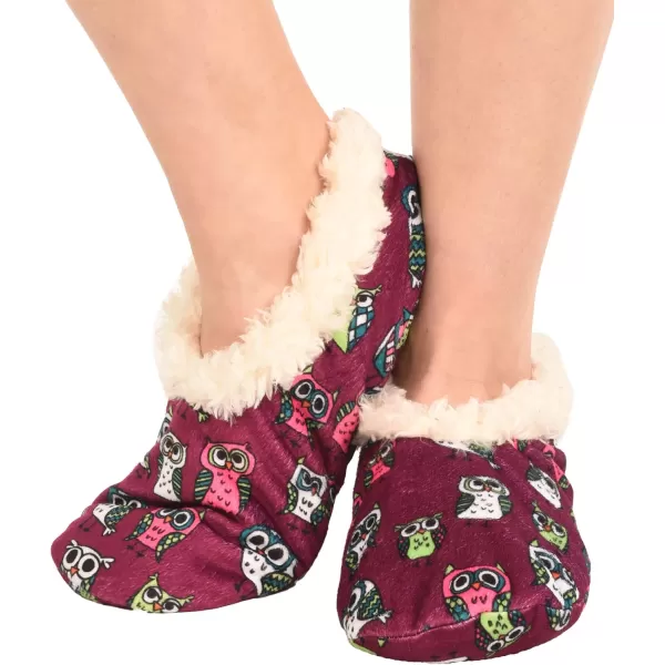 Lazy One Fuzzy Feet Slipper Socks for Women Cute FleeceLined House Slippers Cute Dog ampamp Cat DesignNight Owl Fuzzy Feet