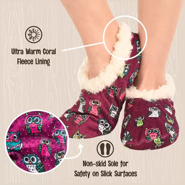 Lazy One Fuzzy Feet Slipper Socks for Women Cute FleeceLined House Slippers Cute Dog ampamp Cat DesignNight Owl Fuzzy Feet