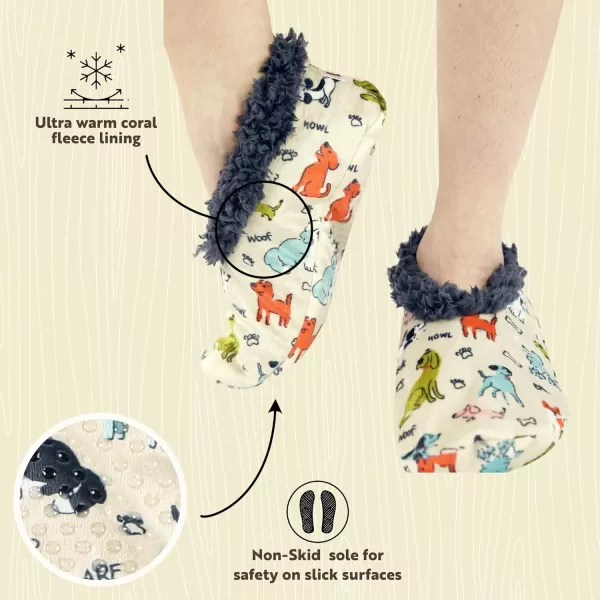 Lazy One Fuzzy Feet Slipper Socks for Women Cute FleeceLined House Slippers Cute Dog ampamp Cat DesignRuff Night Colorful Fuzzy Feet