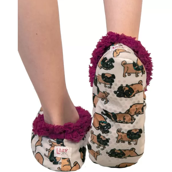 Lazy One Fuzzy Feet Slipper Socks for Women Cute FleeceLined House Slippers Cute Dog ampamp Cat DesignSnug as a Pug Fuzzy Feet