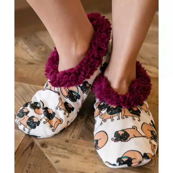 Lazy One Fuzzy Feet Slipper Socks for Women Cute FleeceLined House Slippers Cute Dog ampamp Cat DesignSnug as a Pug Fuzzy Feet