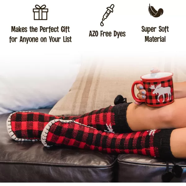 Lazy One Knitted Slipper Socks for Women Cute Womens Clothing Warm CozyClassic Moose Knitted Slipper Socks