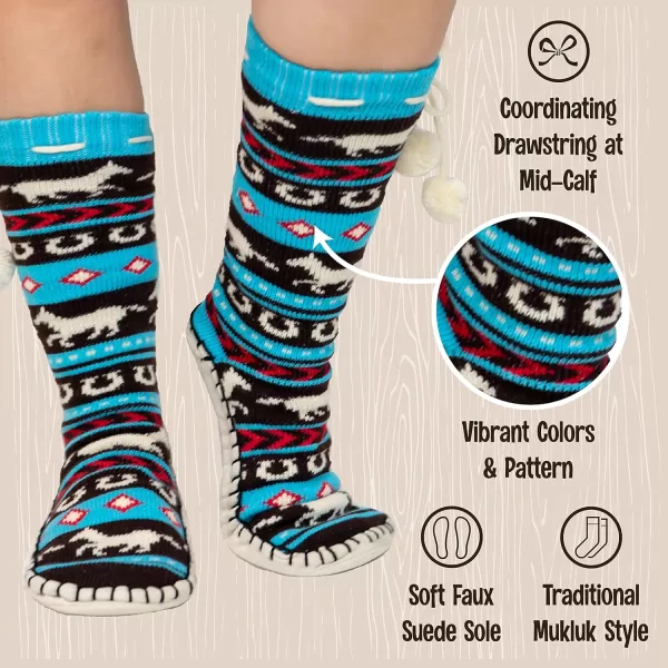 Lazy One Knitted Slipper Socks for Women Cute Womens Clothing Warm CozyHorse Fair Isle Knitted Slipper Socks