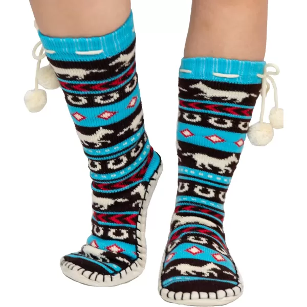 Lazy One Knitted Slipper Socks for Women Cute Womens Clothing Warm CozyHorse Fair Isle Knitted Slipper Socks